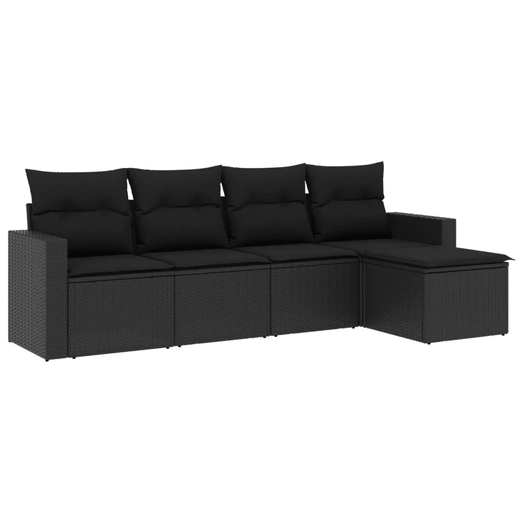 Salotto da Giardino-Set Divani da Giardino 5 pz con Cuscini in Polyrattan Nero 566954
