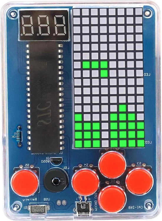 Pacchetto di elettronica per hobby - console di gioco portatile - kit di montaggio - set di saldatura per studenti - progetto di scienza e istruzione - elettronica da costruire per imparare e uso quotidiano.