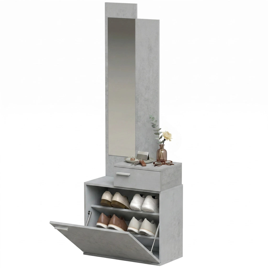 Ensemble meuble d'entrée avec Miroir, Tiroir 61 x 30 x 170 cm Gris