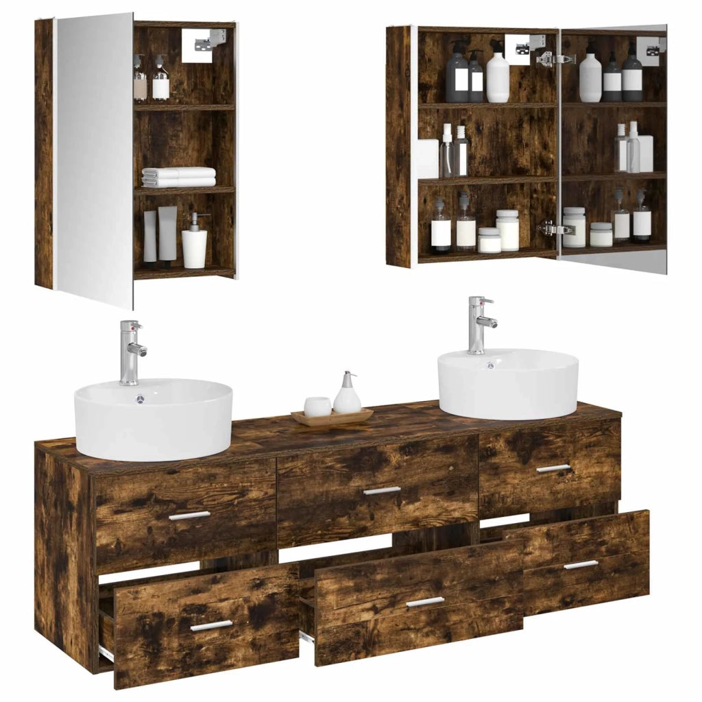 Set di mobili per il bagno 5 pcs Rovere Fumo 3406891