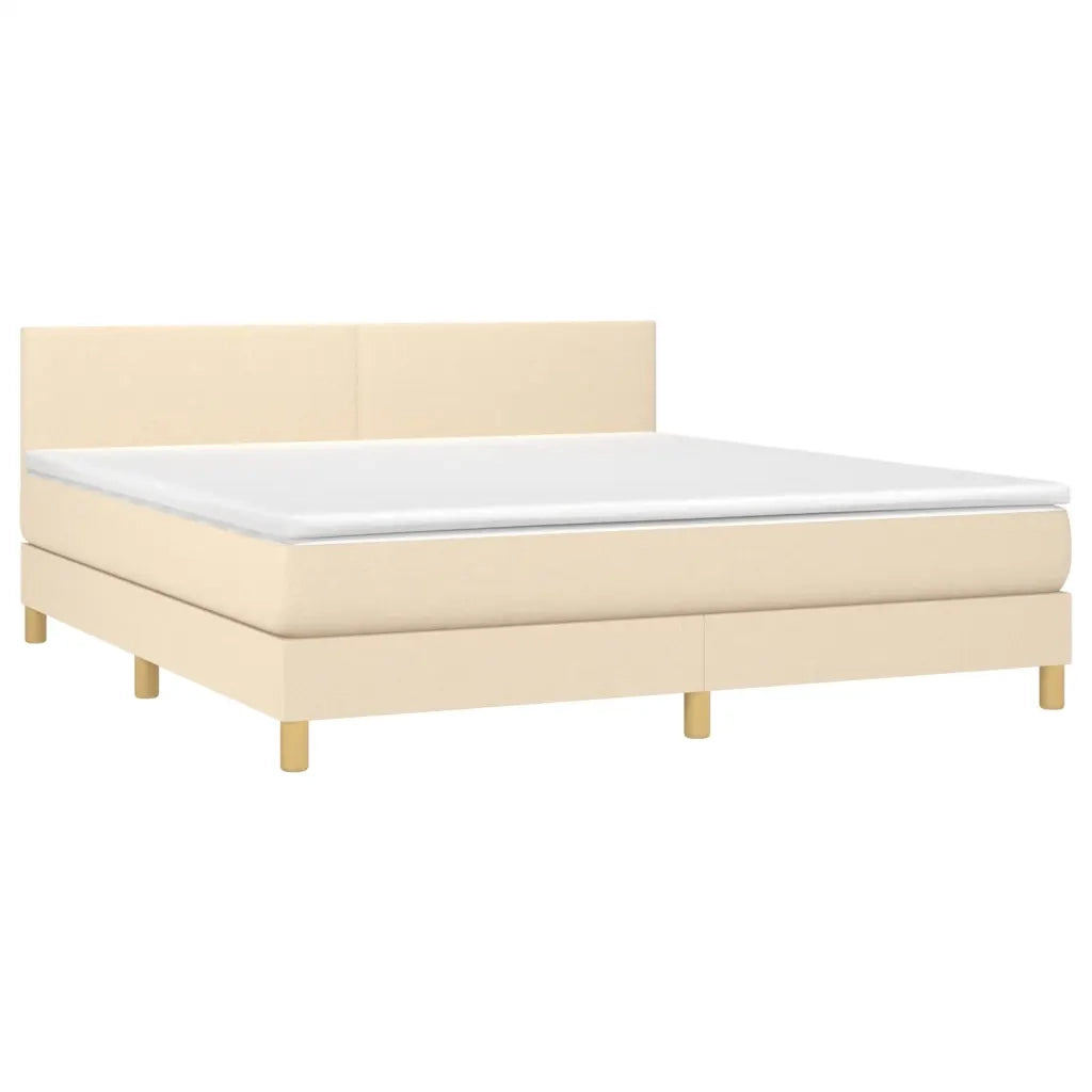 Letto a Molle con Materasso e LED Crema 180x200 cm in Tessuto 3133578