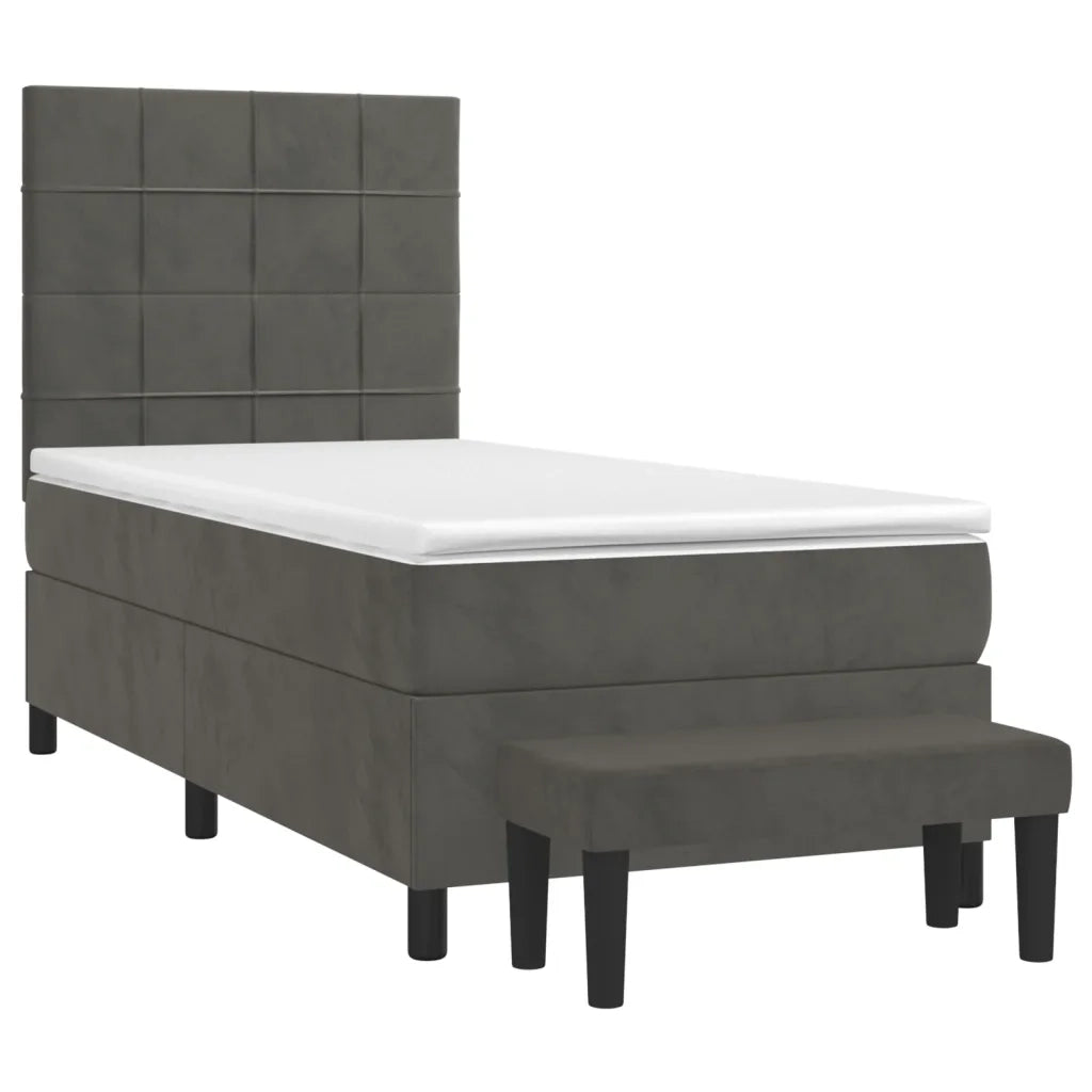 Giroletto a Molle con Materasso Grigio Scuro 90x190 cm Vellutocod mxl 75269