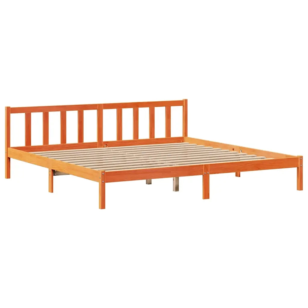 Letto Libreria senza Materasso Marrone Cera 200x200 cm in Pino 3321726