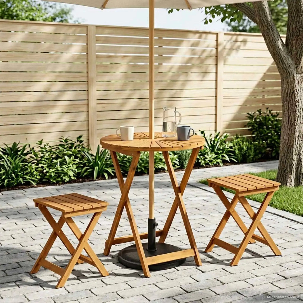 Tavolo da Giardino Pieghevole Naturale Ø60 x 75 cm