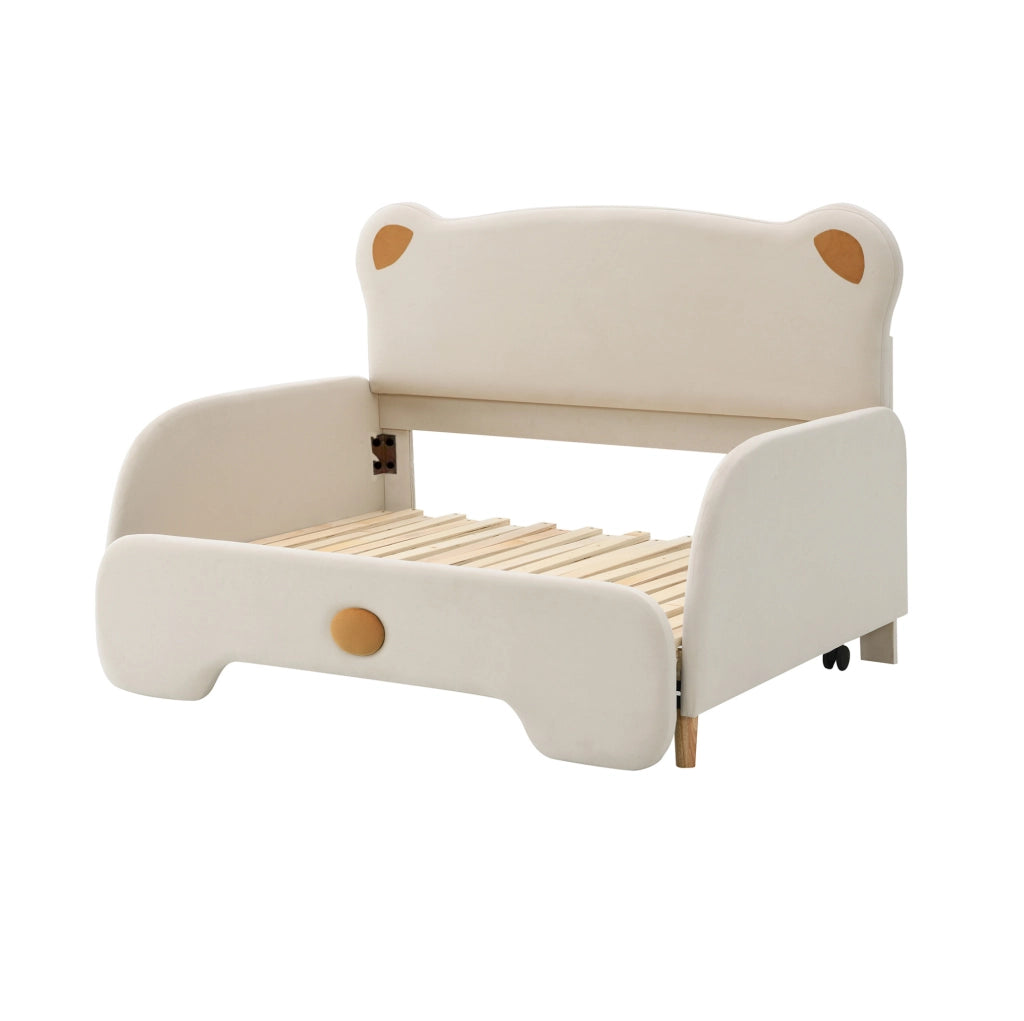 Letto imbottito a forma di orso con sponde morbide e rete a doghe