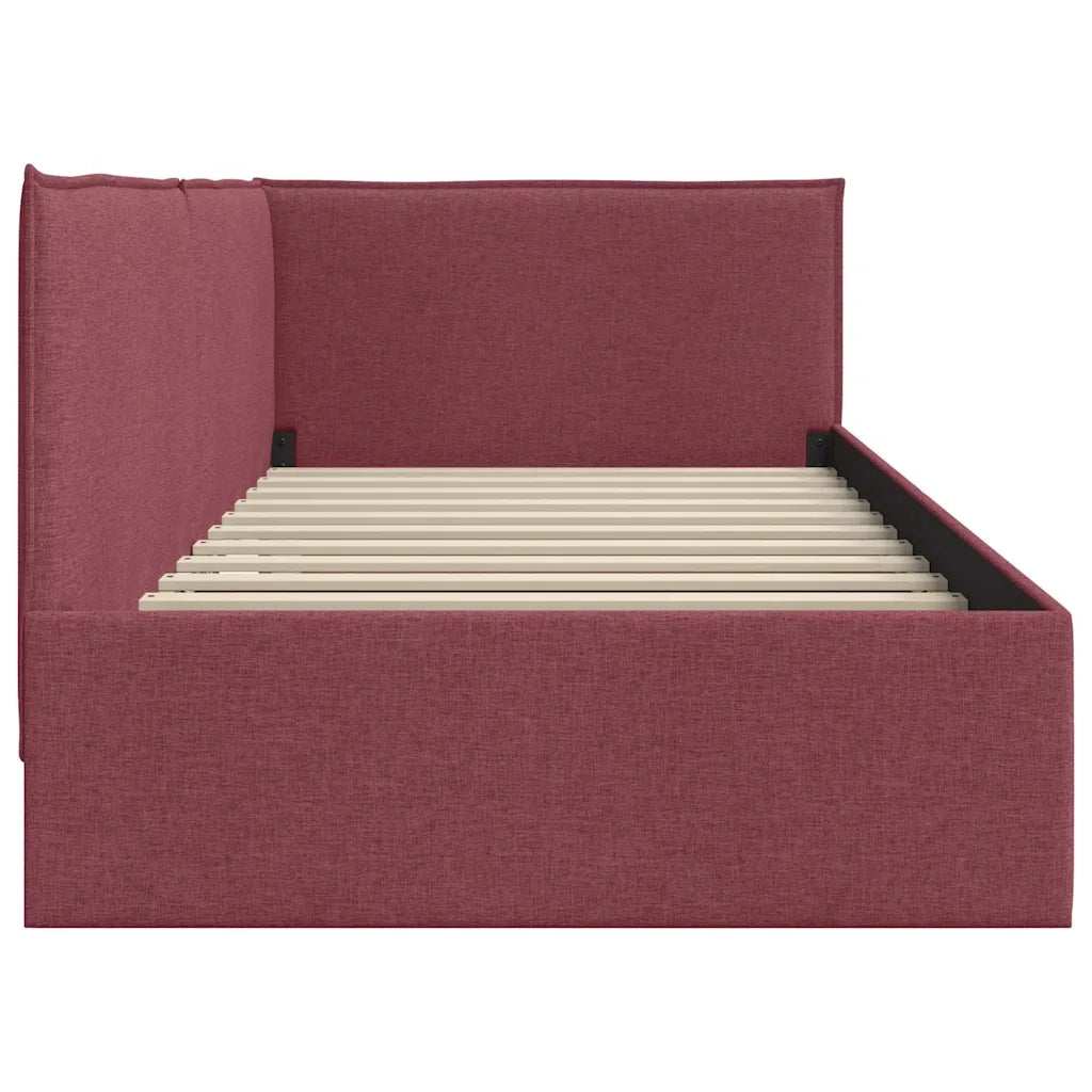 Cornice del letto ad angolo Rosso Vino 90 x 190 cm Tessuto 42016458