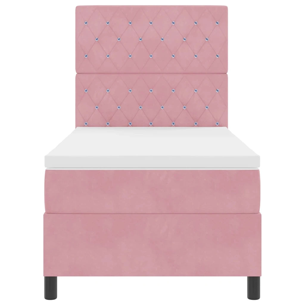 Letto a molle con materasso Rosa 90 x 190 cm Velluto 3339739