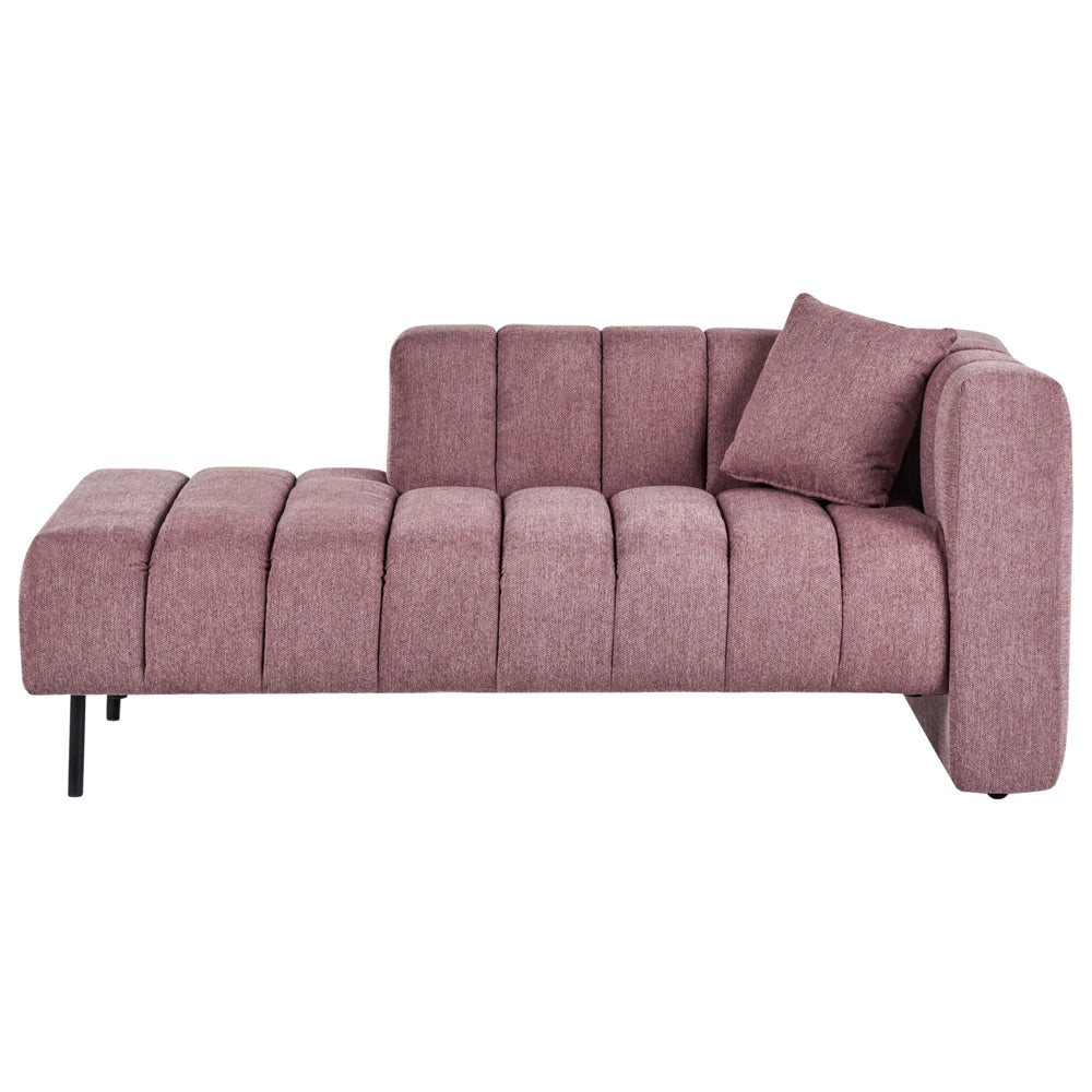 Chaise Lounge con Rivestimento in tessuto rosa Gambe nere Cuscino aggiuntivo lato destro Design moderno e glam