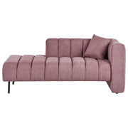 Chaise Lounge con Rivestimento in tessuto rosa Gambe nere Cuscino aggiuntivo lato destro Design moderno e glam
