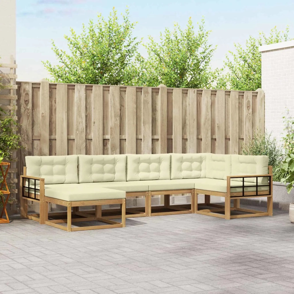 Set di divani da esterno 5 pcs Bianco e Crema Poliestere