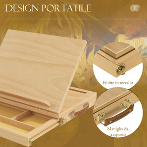 Cavalletto per Pittura da Tavolo Pieghevole 33,5x26x26 cm in Legno Naturale
