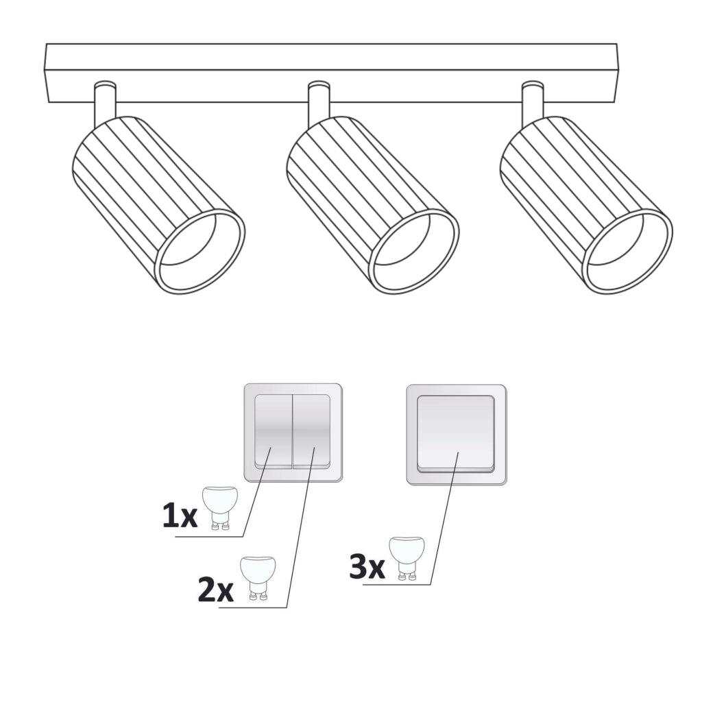 Plafoniera/Applique 3 luci bianco-oro GU10 Nicea Polux