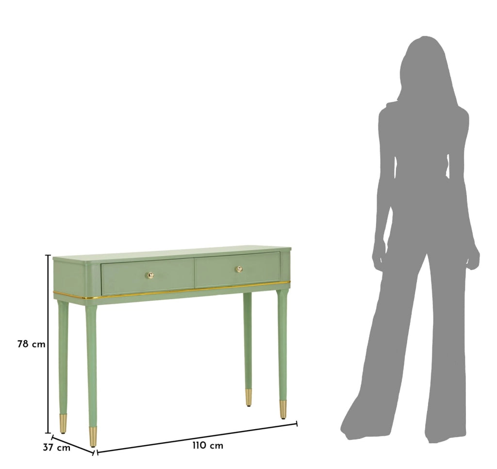 Console Camille Verde 101x37x78 cm in Pino e MDF e Ferro