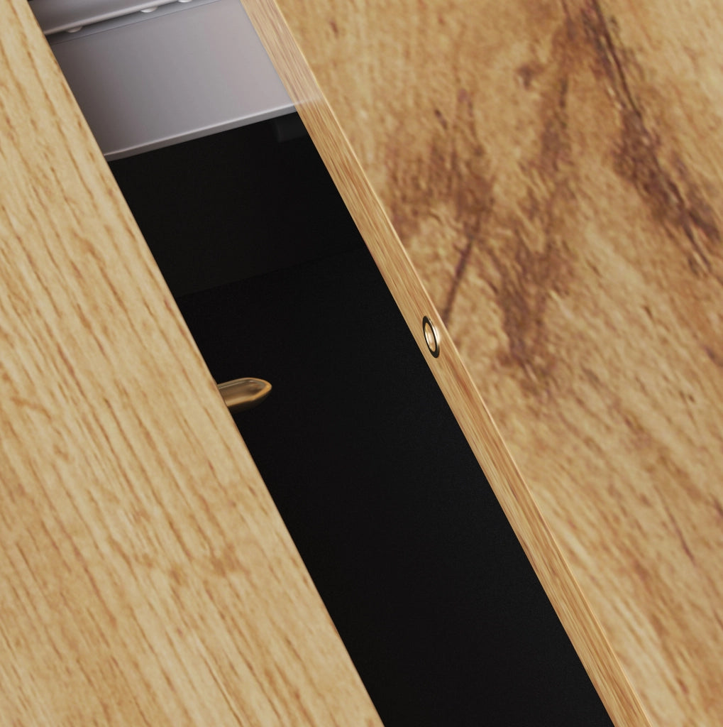 Tavolo allungabile 110-140x80x75 cm; in MDF e metallo; nero e naturale