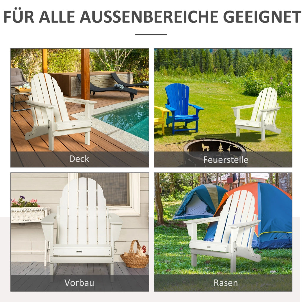 Sedia da giardino pieghevole ergonomica in plastica; bianca; impermeabile; 75 x 87 x 93 cm