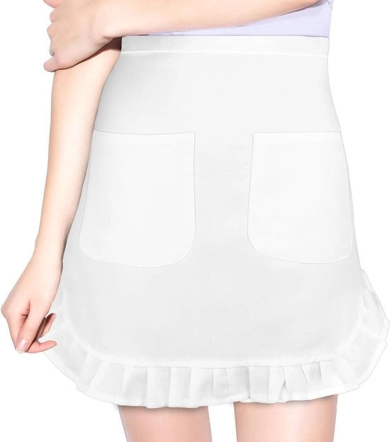 Schort per servizio con 2 tasche - schort bianco per servitore - schort da cucina per ristorante, bistrot e bar - Bianco 338*33cm.