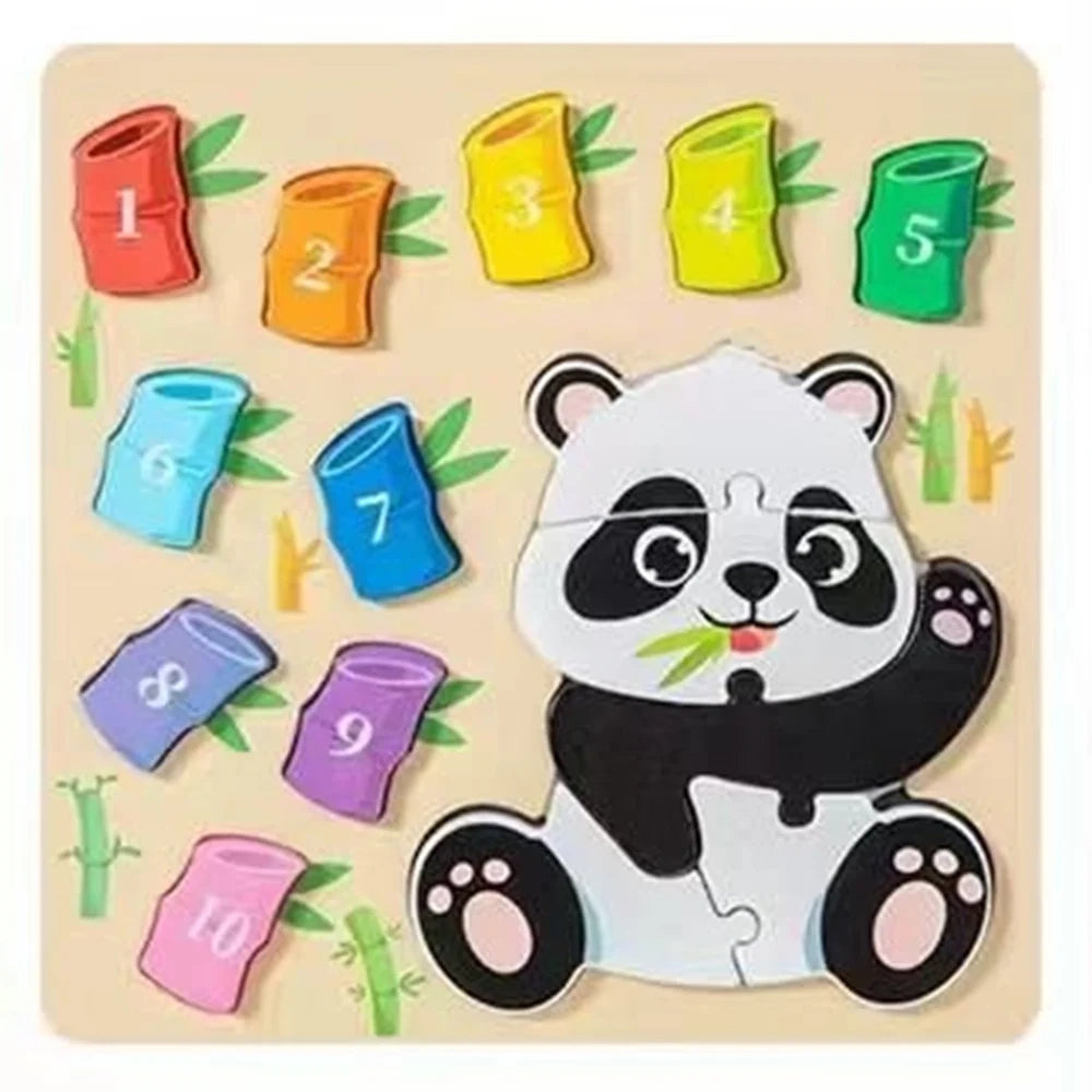 Trade Shop - Gioco Di Conteggio Abbinamento Numeri Puzzle In Legno Tema Panda Per Bambini 32372 -