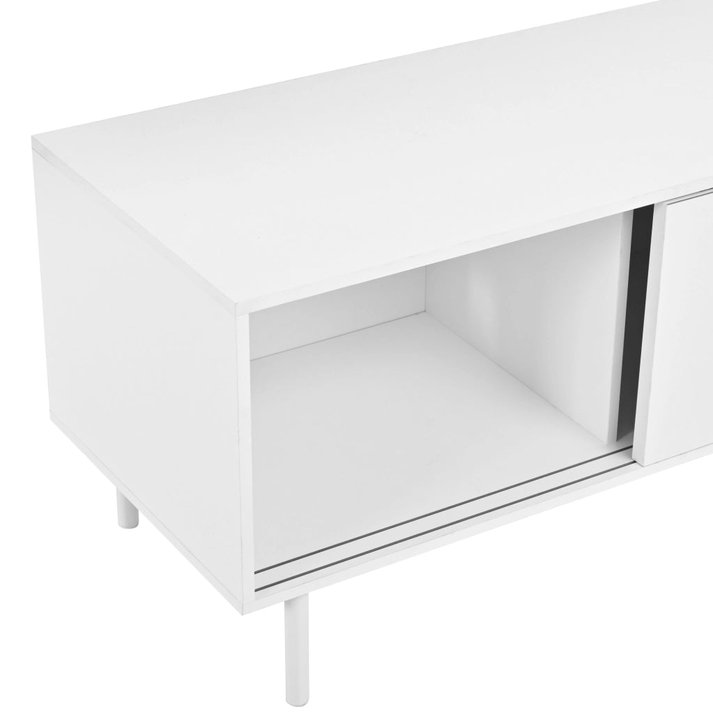 Mobile TV 180x40x45 cm con LED controllabile da app; ante scorrevoli; MDF; bianco