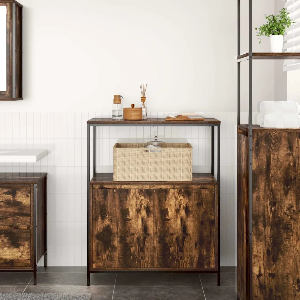 Mobile da Bagno | Armadio da bagno con Ripiani Rovere Fumo 76,5x35x95 cm