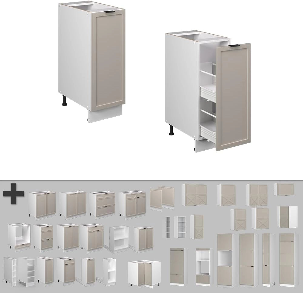 Mobile lavello cucina Fame-Line, GrigioBeige, 80 cm con ripiano, PL Rovere