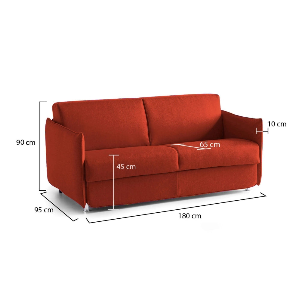 Varedo, Divano Fisso 2 Posti Sfoderabile Made in Italy, 180x95x90h cm Arancione
