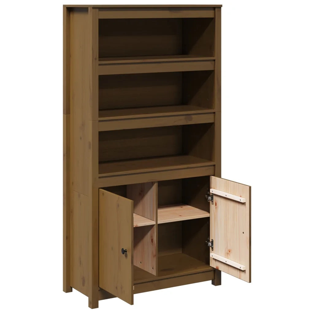 Credenza Miele 80x35x154 cm in Legno Massello di Pino