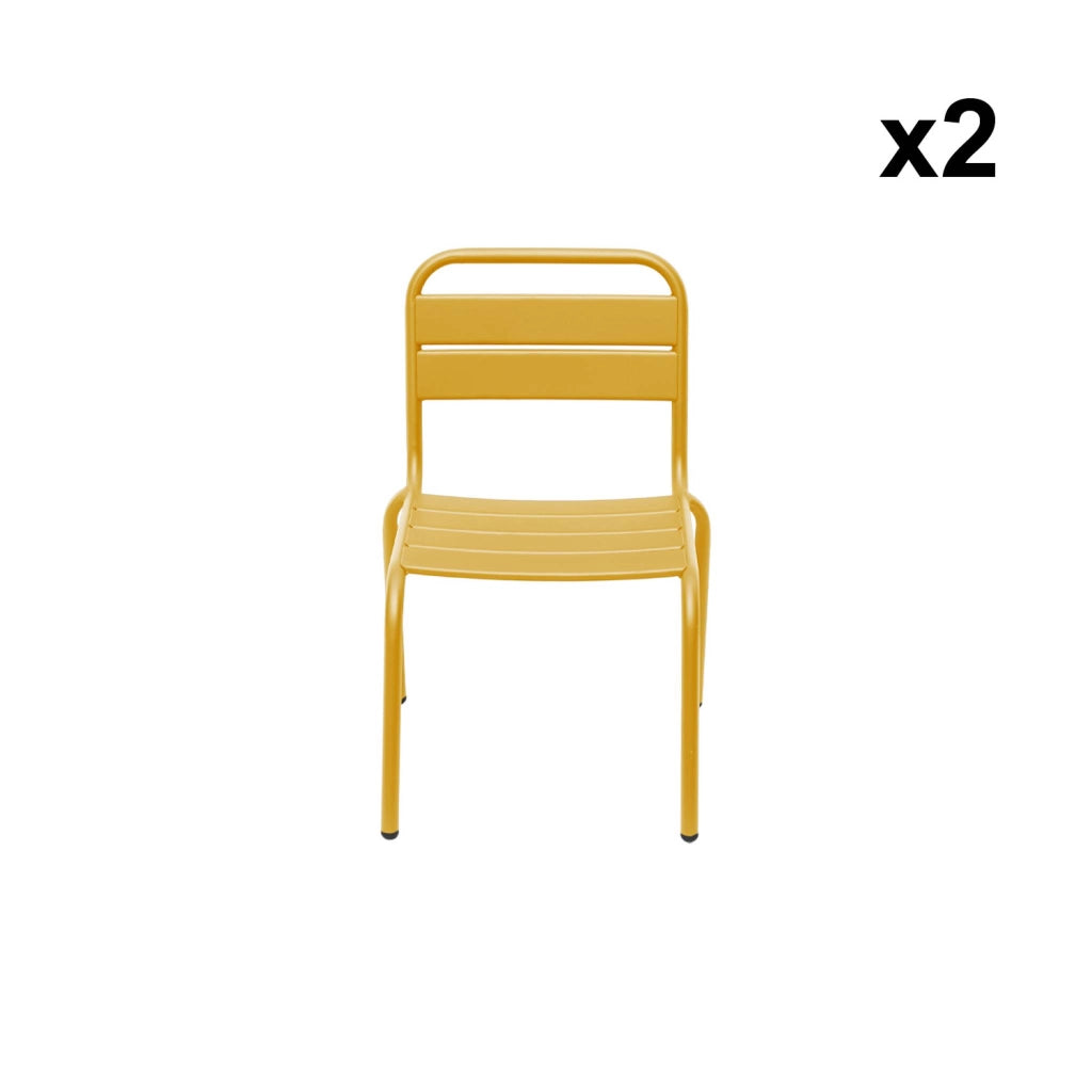Set di 2 sedie in metallo per bambini, giallo