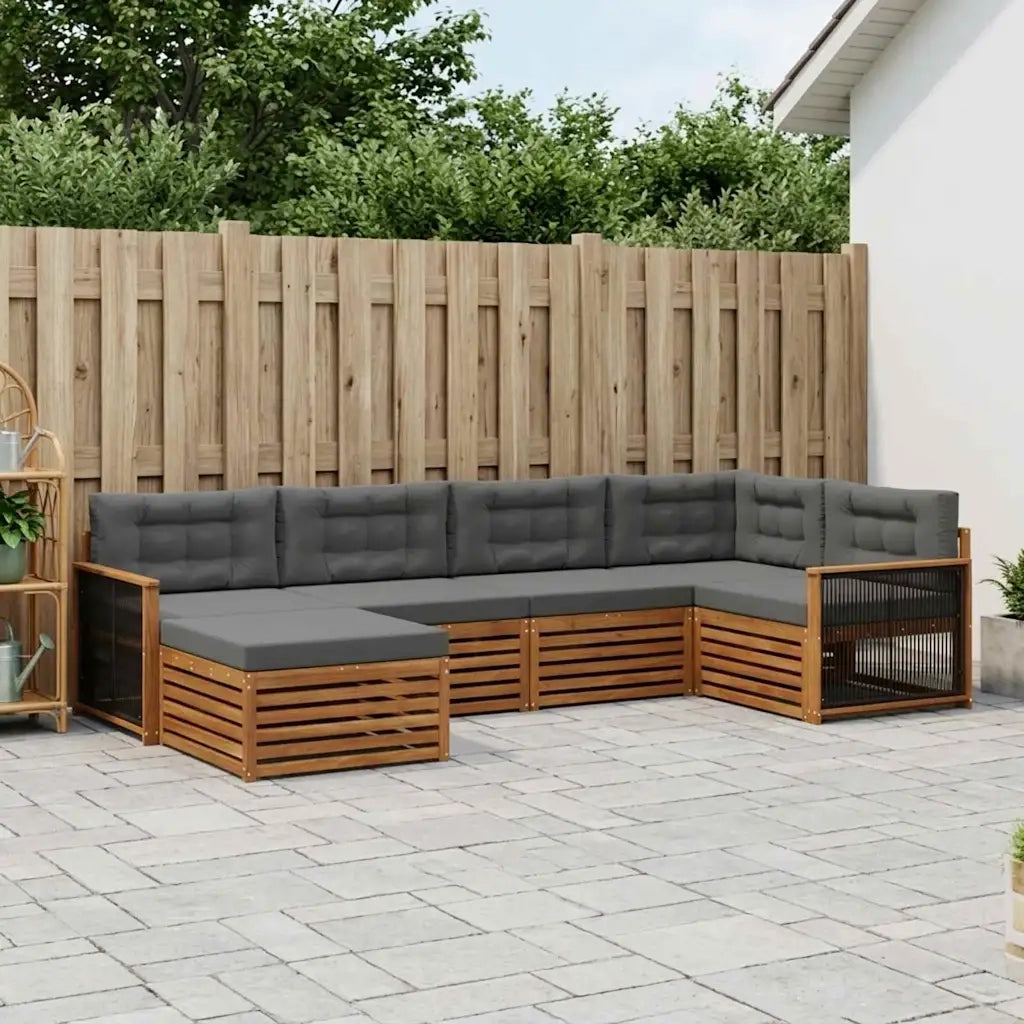 Set di divani da esterno con cuscino 6 pcs Naturale e Antracite