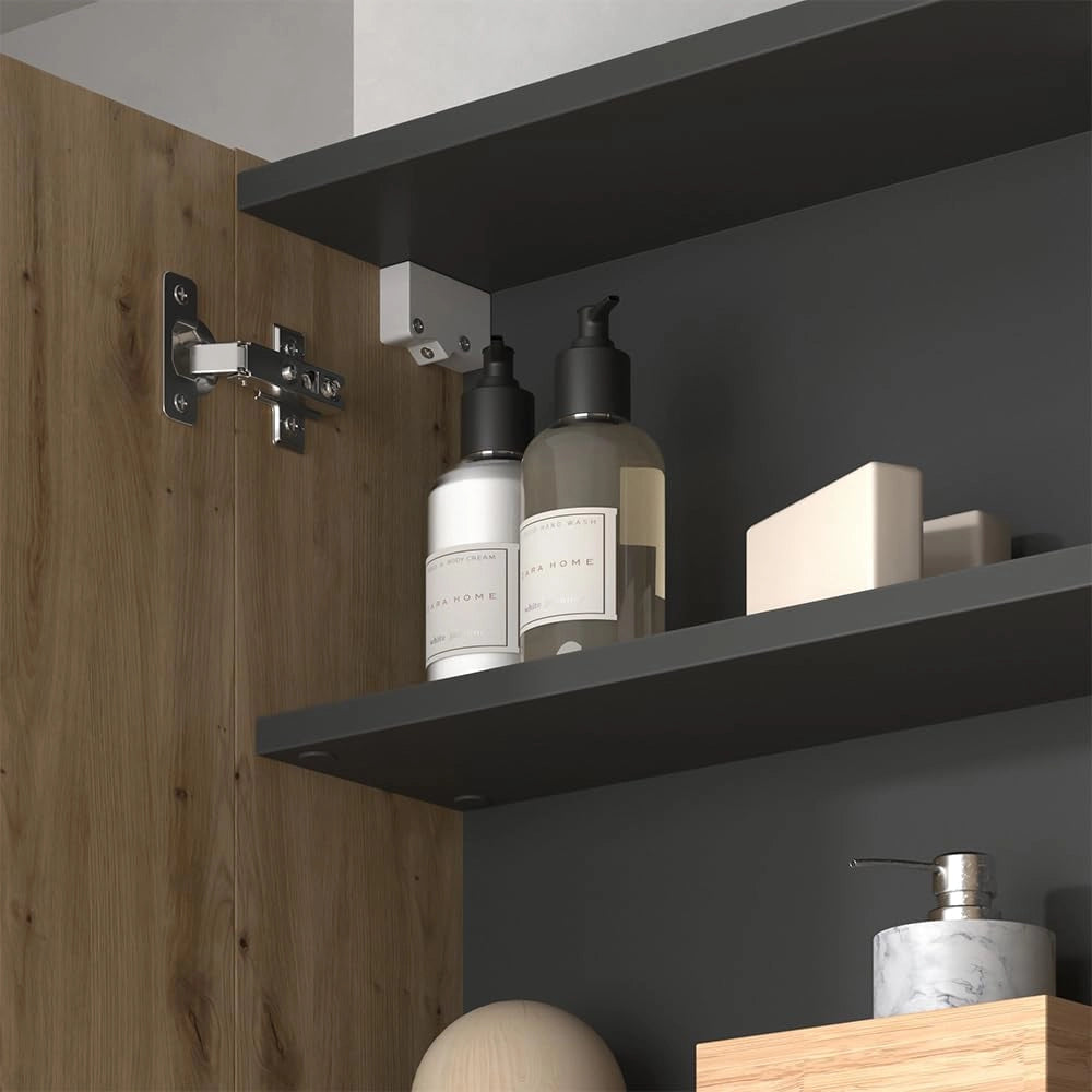 Specchio contenitore bagno Edelin, Artigiano, 80 x 75 cm con ripiani