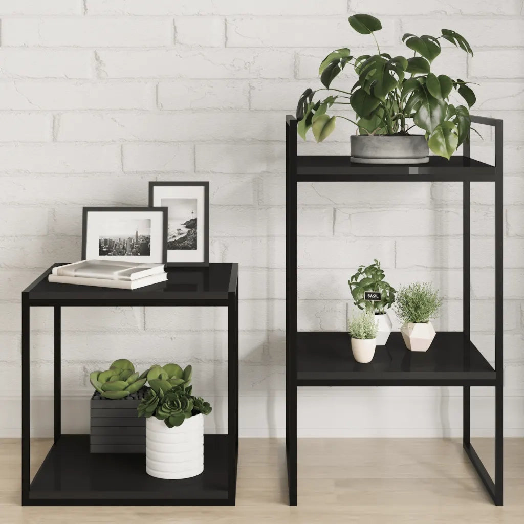 Ripiani per Libreria 8pz Nero Lucido 40x40x1,5cm Multistrato 805183