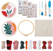 Kit per iniziare il ricamo - 3 set di kit per aghi - 10 colori di filo - telaio per ricamo - attacco per aghi - forbici - tela 280 x 270 mm - kit per ricamo