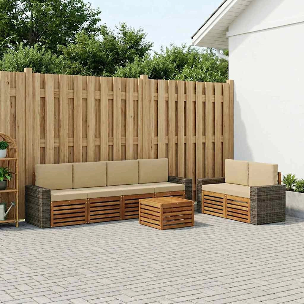 Set di divani da esterno 7 pz Naturale e Beige 3384069