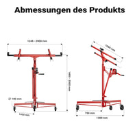 Sollevatore pannelli cartongesso con prolunga, max 68kg, Carrello Alzapannelli Alzalastre