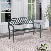 Panca da Giardino Opsasar in Acciaio con Schienale a Motivo Intrecciato 127x54x88 cm - Grigio Scuro con Patina Verde casa.pro