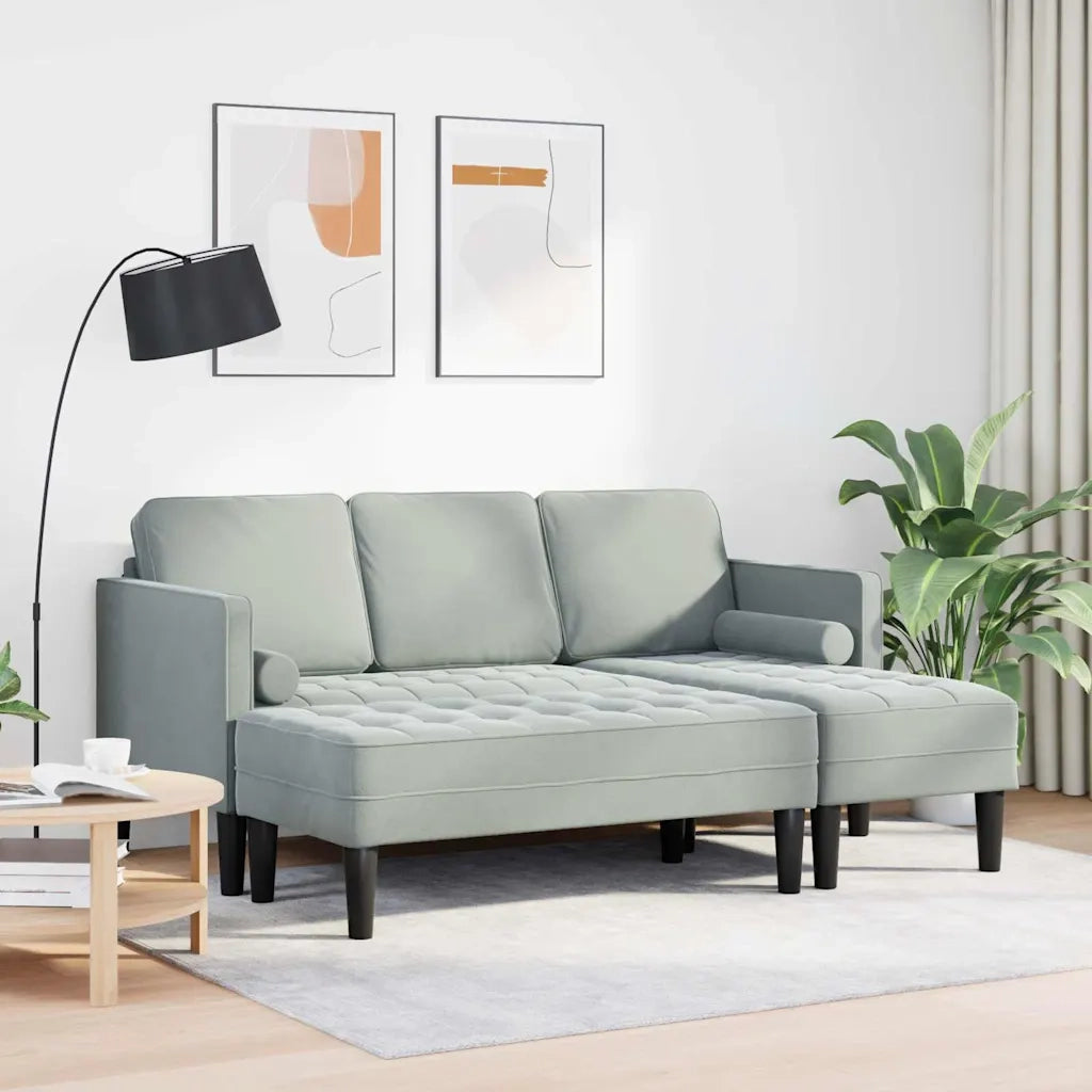 Set di divani con cuscino 2 pcs Grigio chiaro Poliestere 3329264