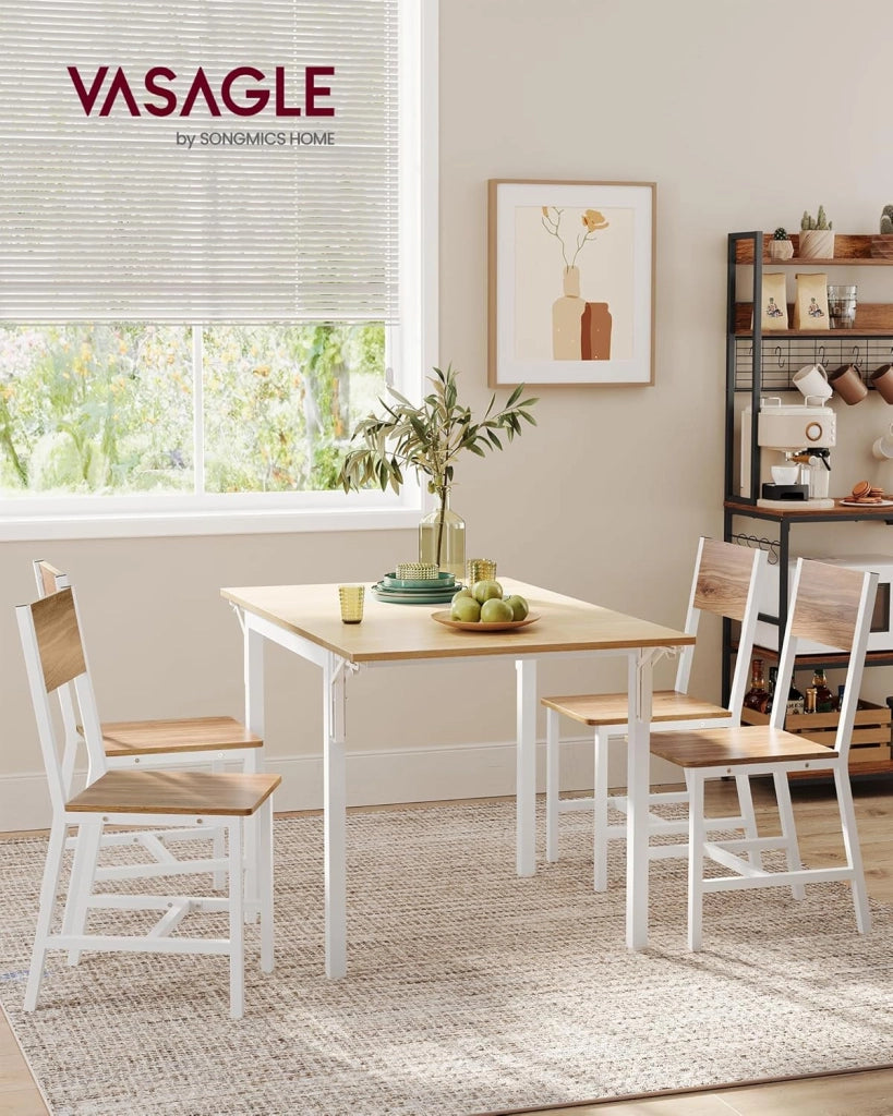 VASAGLE Sedie da Pranzo, Set di 2 Sedie da Cucina, Struttura in Acciaio, Stile Industriale, per Sala da Pranzo, Soggiorno, Cucina, Marrone Grano e Bianco Nuvola LDC092W01