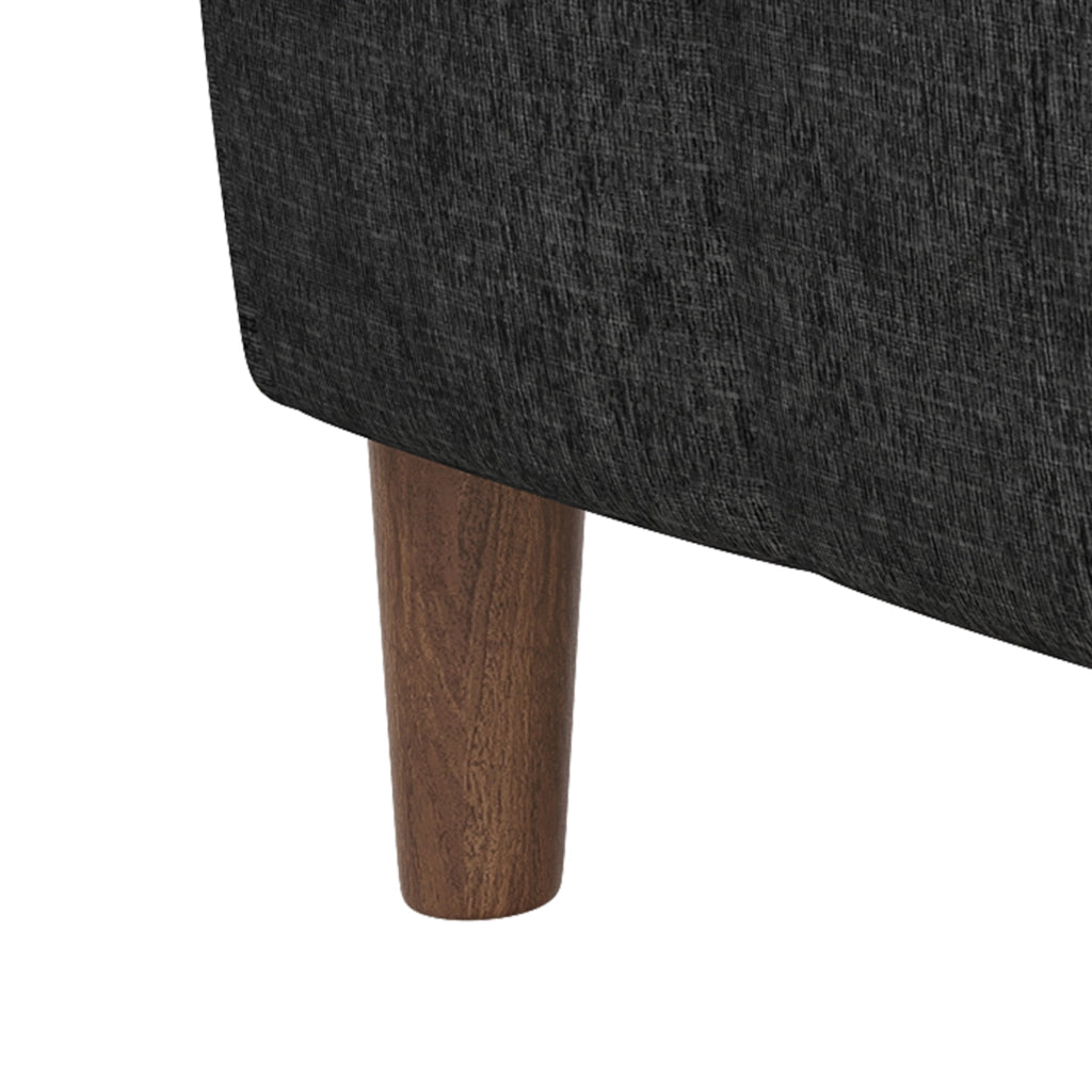 Divano angolare 3 posti - con contenitore; USB e tasche laterali - in chenille - grigio scuro