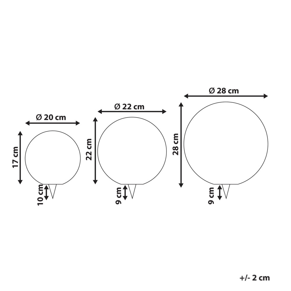 Set di 3 lampade sferiche a energia solare LED da esterno 30 cm in materiale sintetico impermeabile bianco con telecomando illuminazione da giardino