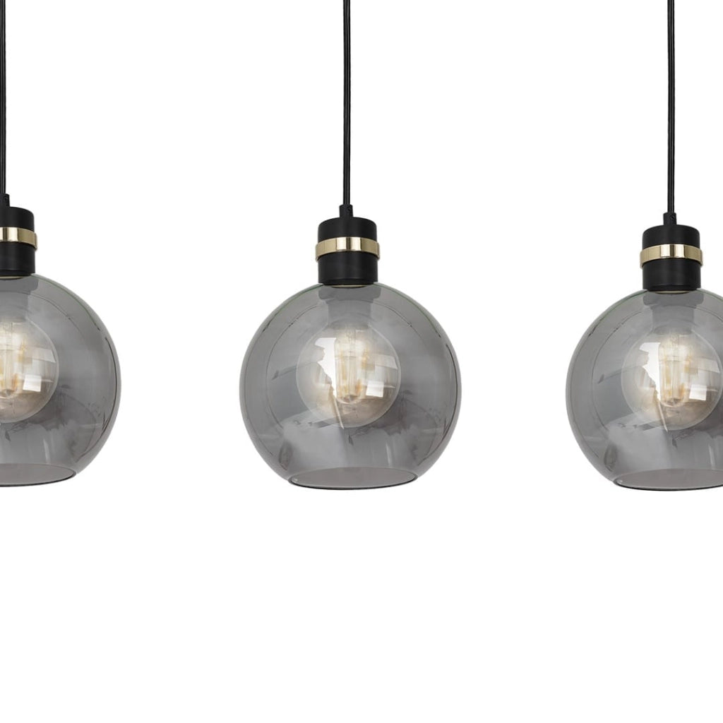 Lampadario Omega MLP6531 3xE27 vetro fumé Milagro nero