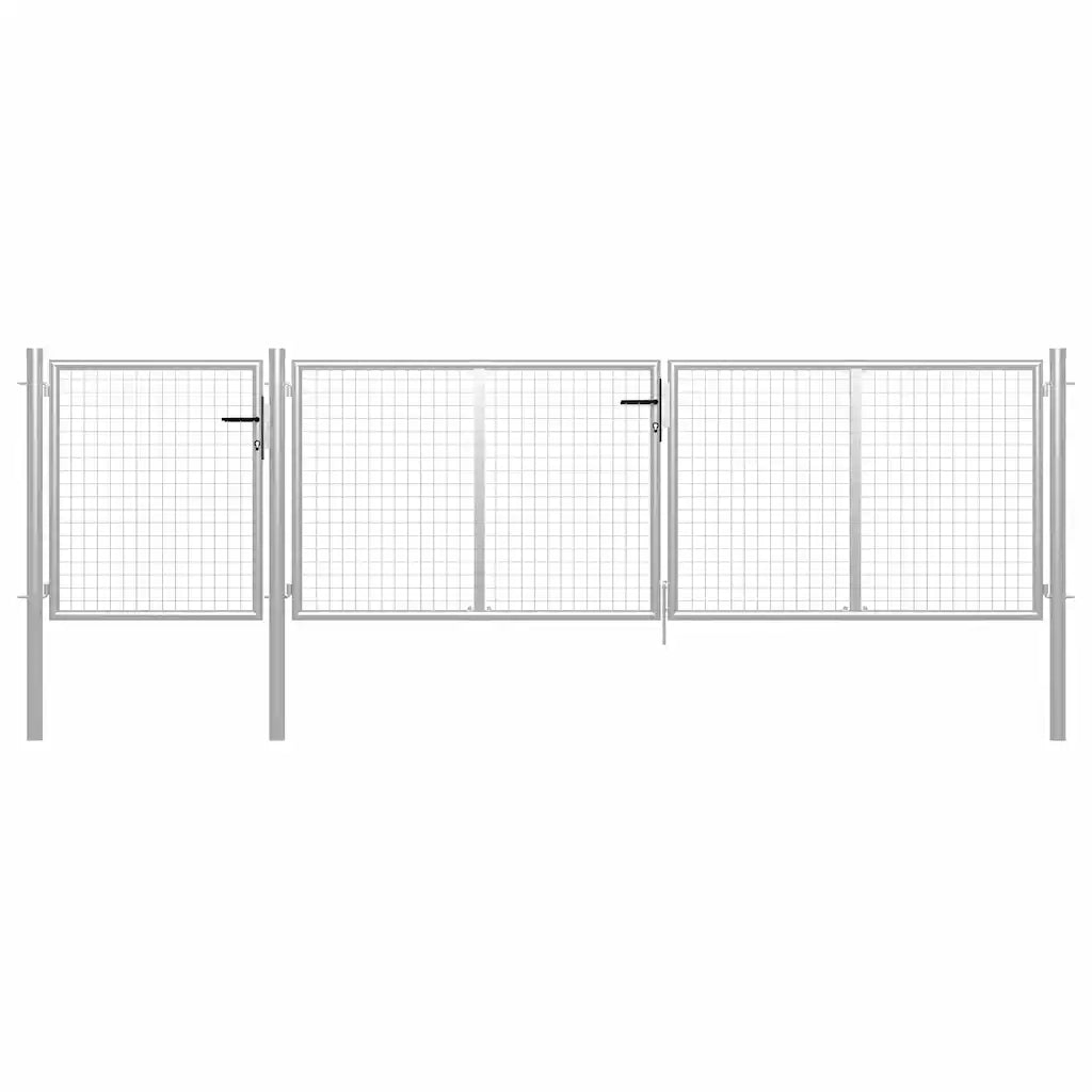 Cancello da Giardino in Acciaio 400x100 cm Argento 144347