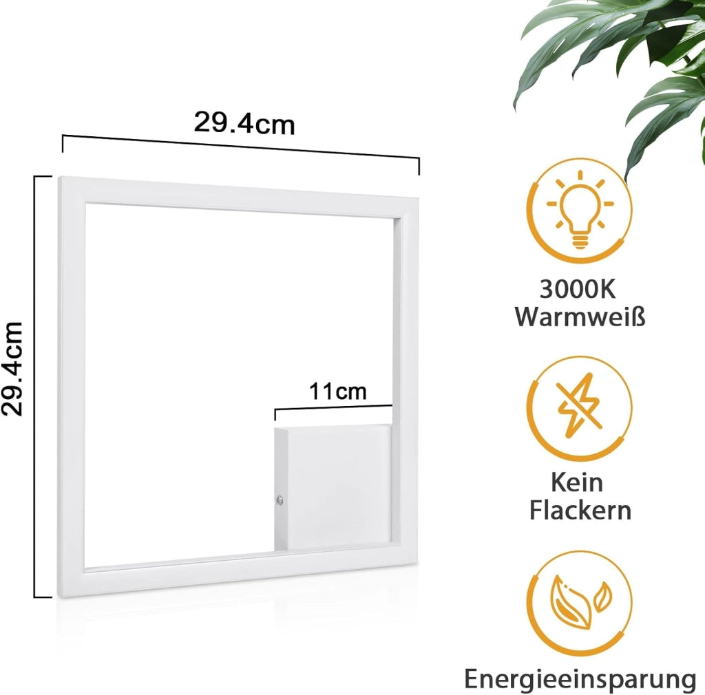 ZMH Lampada da soffitto plafoniera LED moderna quadrata bianca 3000K per soggiorno cucina
