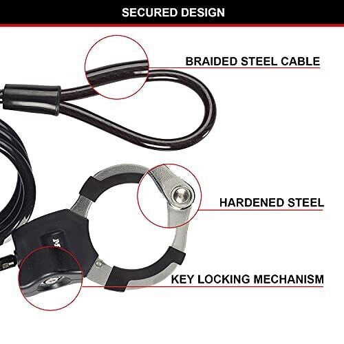 Master Lock 8275EURDPROBLK Street Cuff Lucchetto a Manette Cavo Acciaio Intrecciato 1 m Diametro 8 mm colore Nero