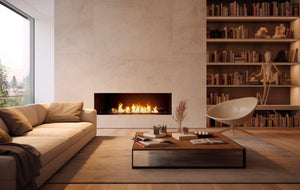 Camino a Bioetanolo da Incasso 154,4x59,4x30 cm Inside 1500 Slim Nero con Vetro