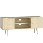Mobile TV, per televisore fino a 140 cm, con 2 ante e 2 ripiani aperti 120x34x50cm Legno naturale