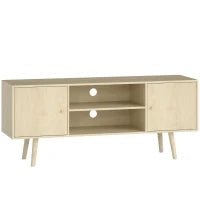 Mobile TV, per televisore fino a 140 cm, con 2 ante e 2 ripiani aperti 120x34x50cm Legno naturale