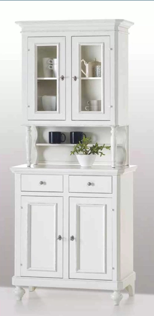 Cristalliera 2 ante napoletana arte povera in legno bianco 82x43x205 (1116+1117) - Mobili 2G