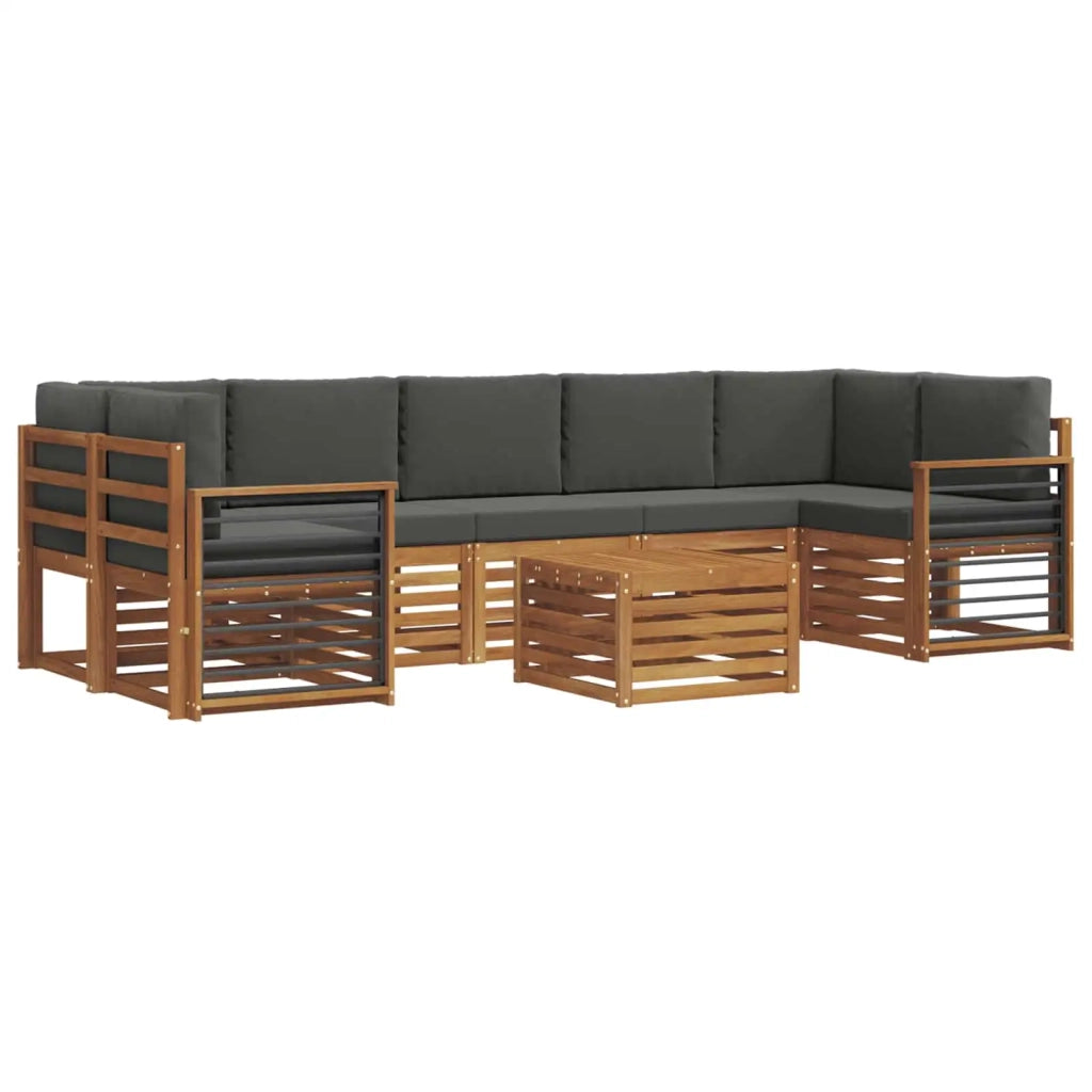 Set di divani da esterno con cuscino 8 pcs Naturale e Antracite 3374542