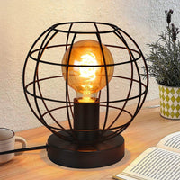 ZMH Lampada da tavolo retrò nera industriale metallo comodino E27 decorazione senza lampadina