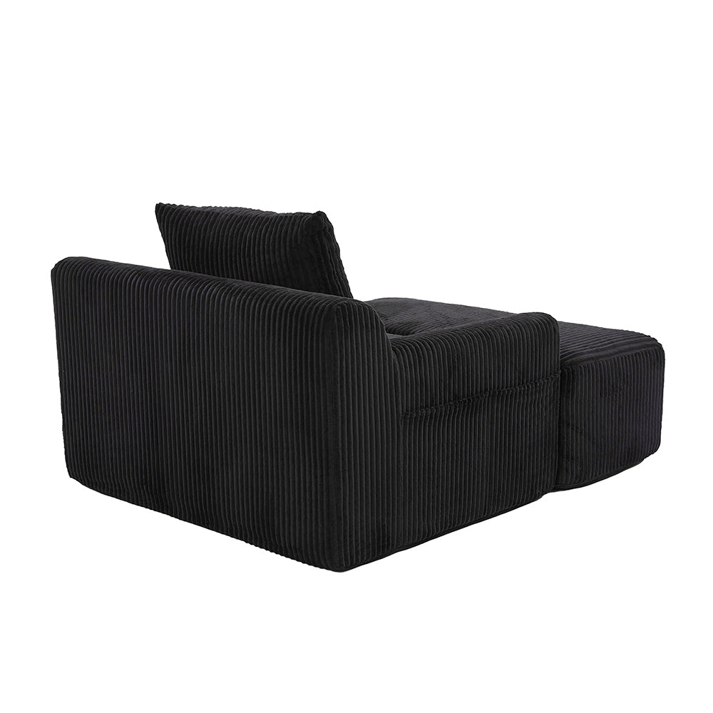 Poltrona oversize - Xylo - Velluto costato con tasche laterali, pouf e nessun assemblaggio