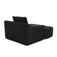 Poltrona oversize - Xylo - Velluto costato con tasche laterali, pouf e nessun assemblaggio